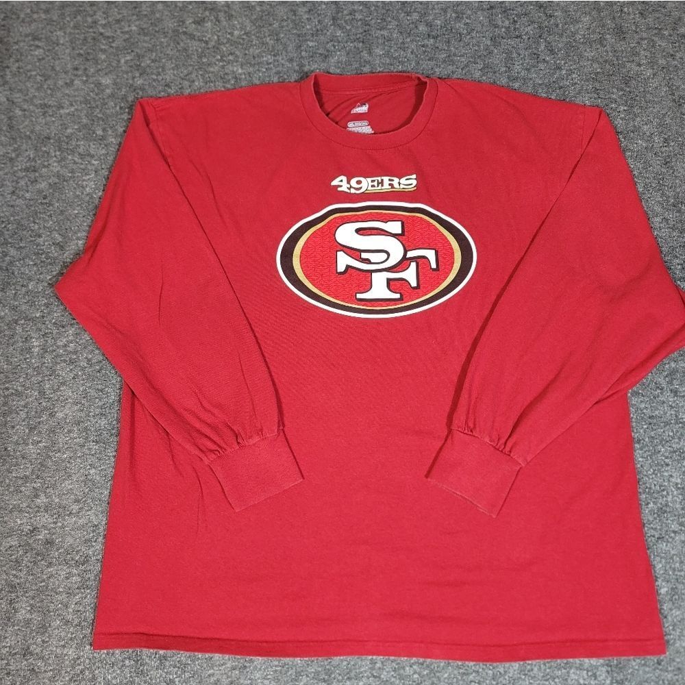 San Francisco 49ers Majestic Long Sleeve Shirt 2XL Red NFL Football Logo Tee Men